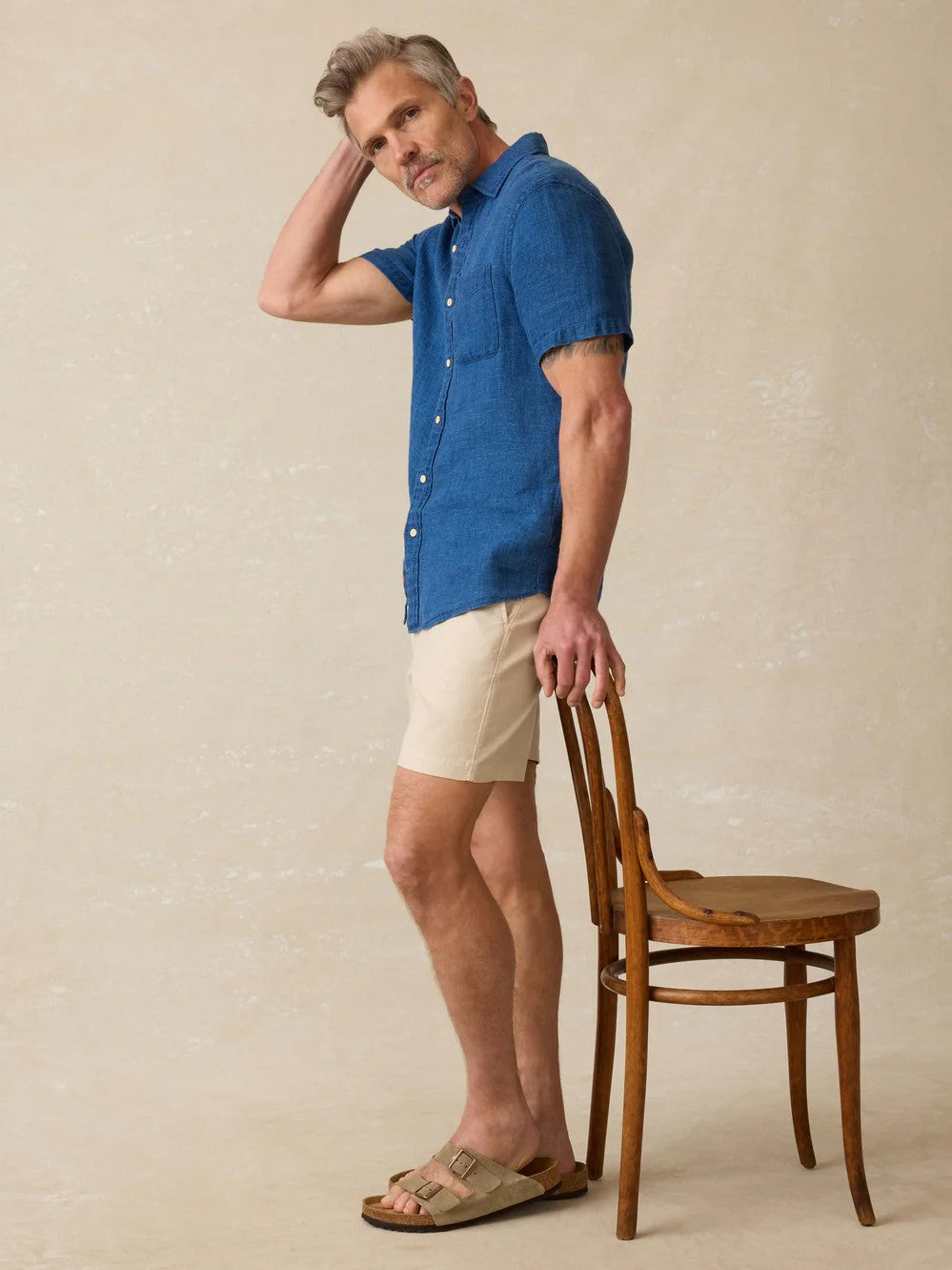 Indigo Basketweave - SS Palma Linen Shirt