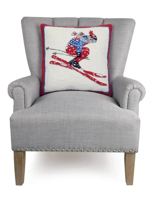 18 x  18 Holiday Pillow - Ski Jumper