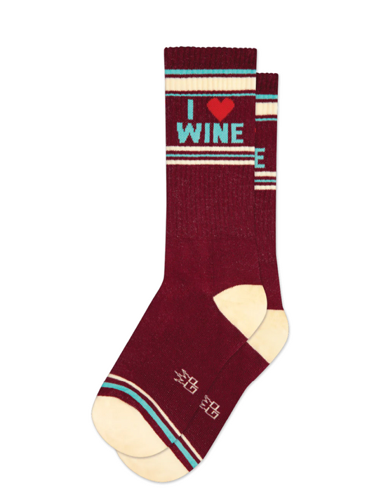 Gym Crew Socks- I Love Wine