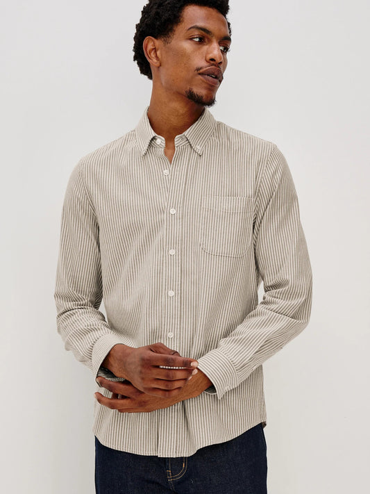 Cedar Oat Stripe - Vance Button Down Shirt