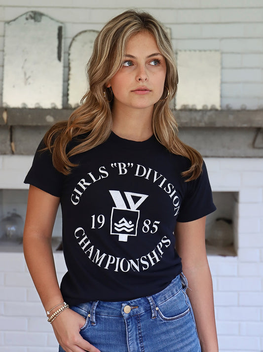 Vintage 1985 Girls Swimming Championship T Shirt - XSmall/Small