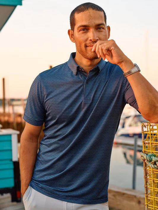 Navy Tonal Texture - Halyard SS Dress Shirt