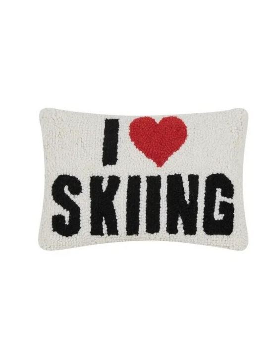 8 x 12 Holiday Pillow - I Love Skiing