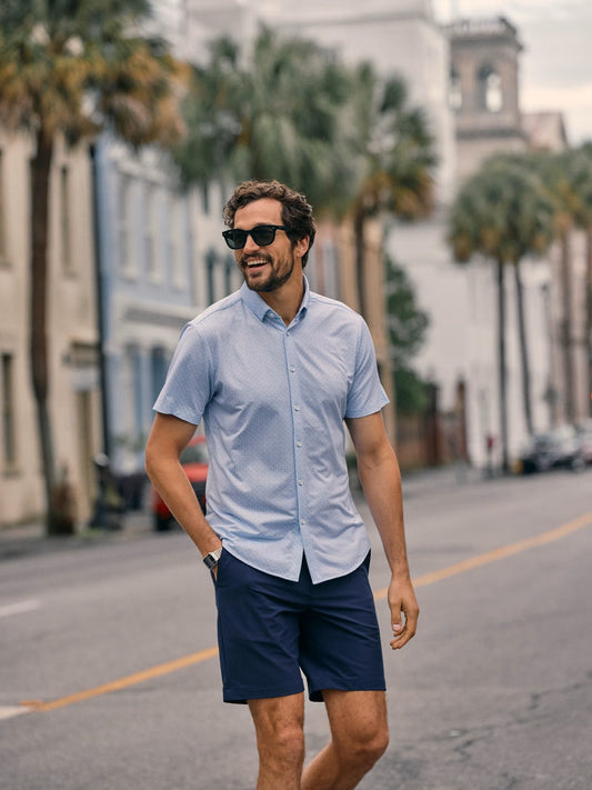 Light Blue Circle Montage - Halyard SS Dress Shirt