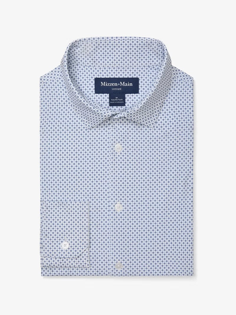 Coastal Fjord Diamond Mosaic - Leeward No Tuck LS Dress Shirt