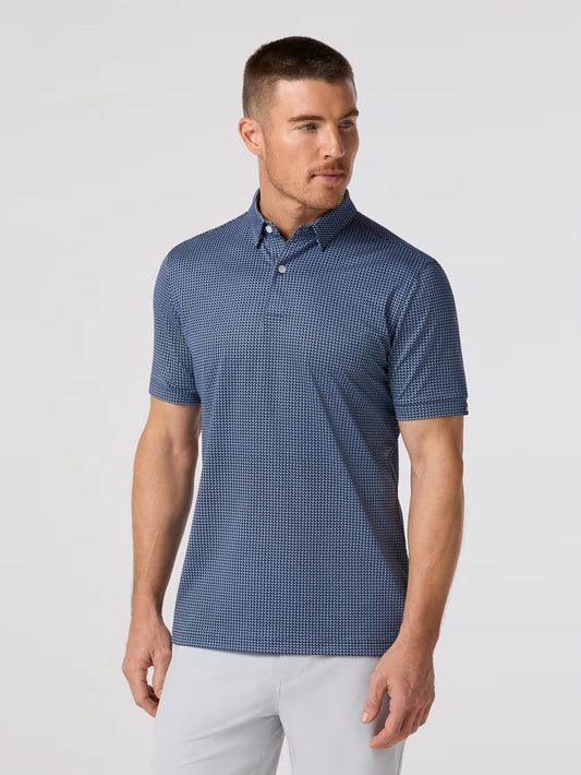 Navy Geo Twill - Halyard SS Polo