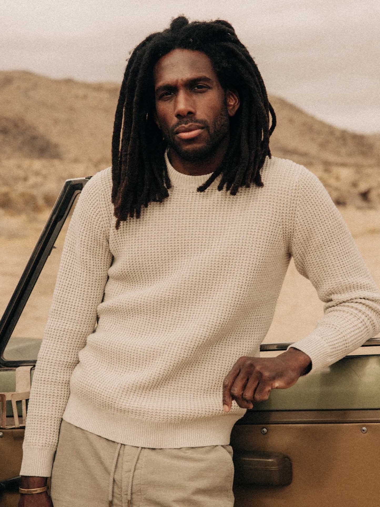 Heather Fog Linen Waffle - The Ranger Sweater