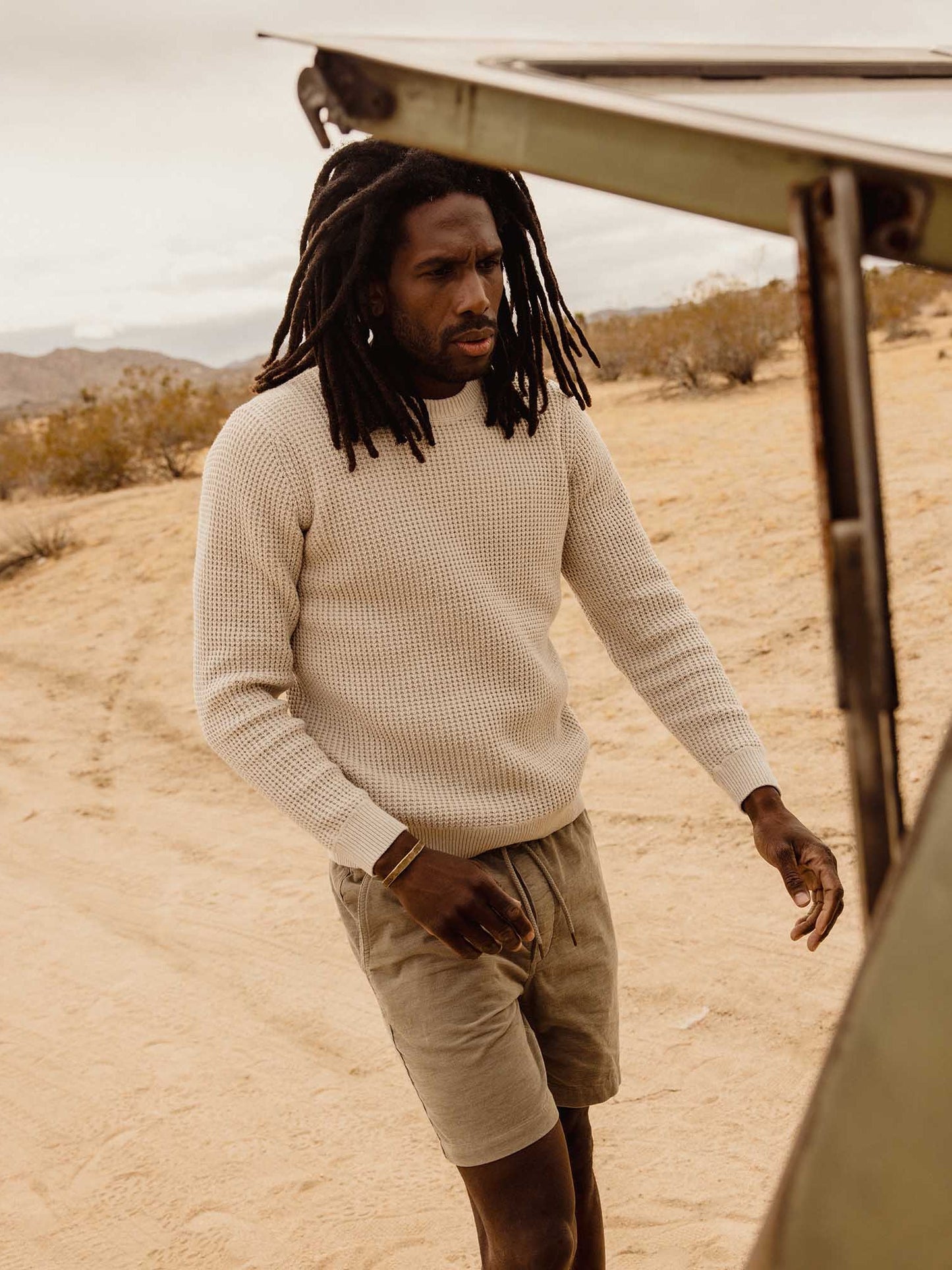 Heather Fog Linen Waffle - The Ranger Sweater