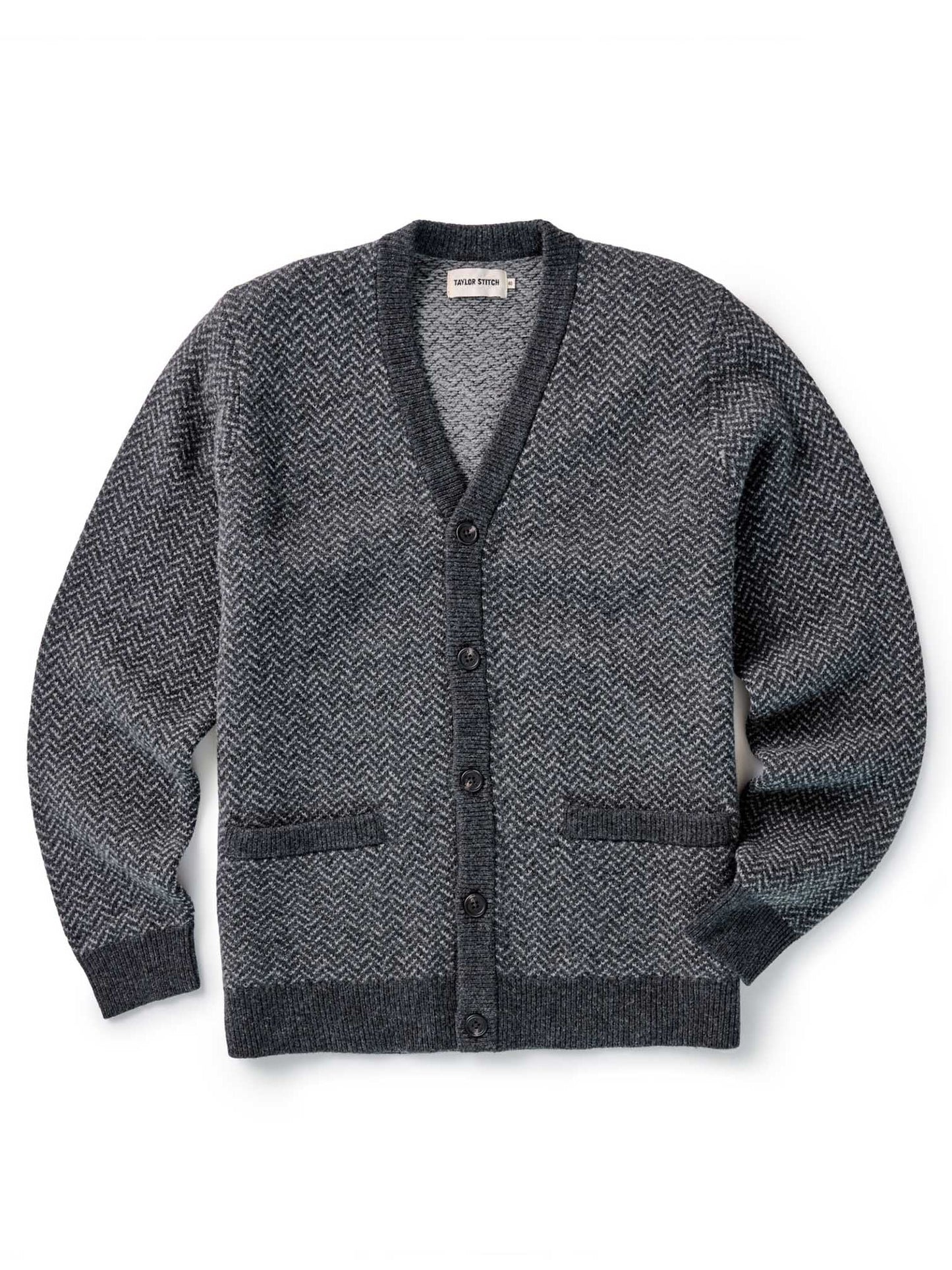 Heather Charcoal Herringbone - The Eddy Cardigan