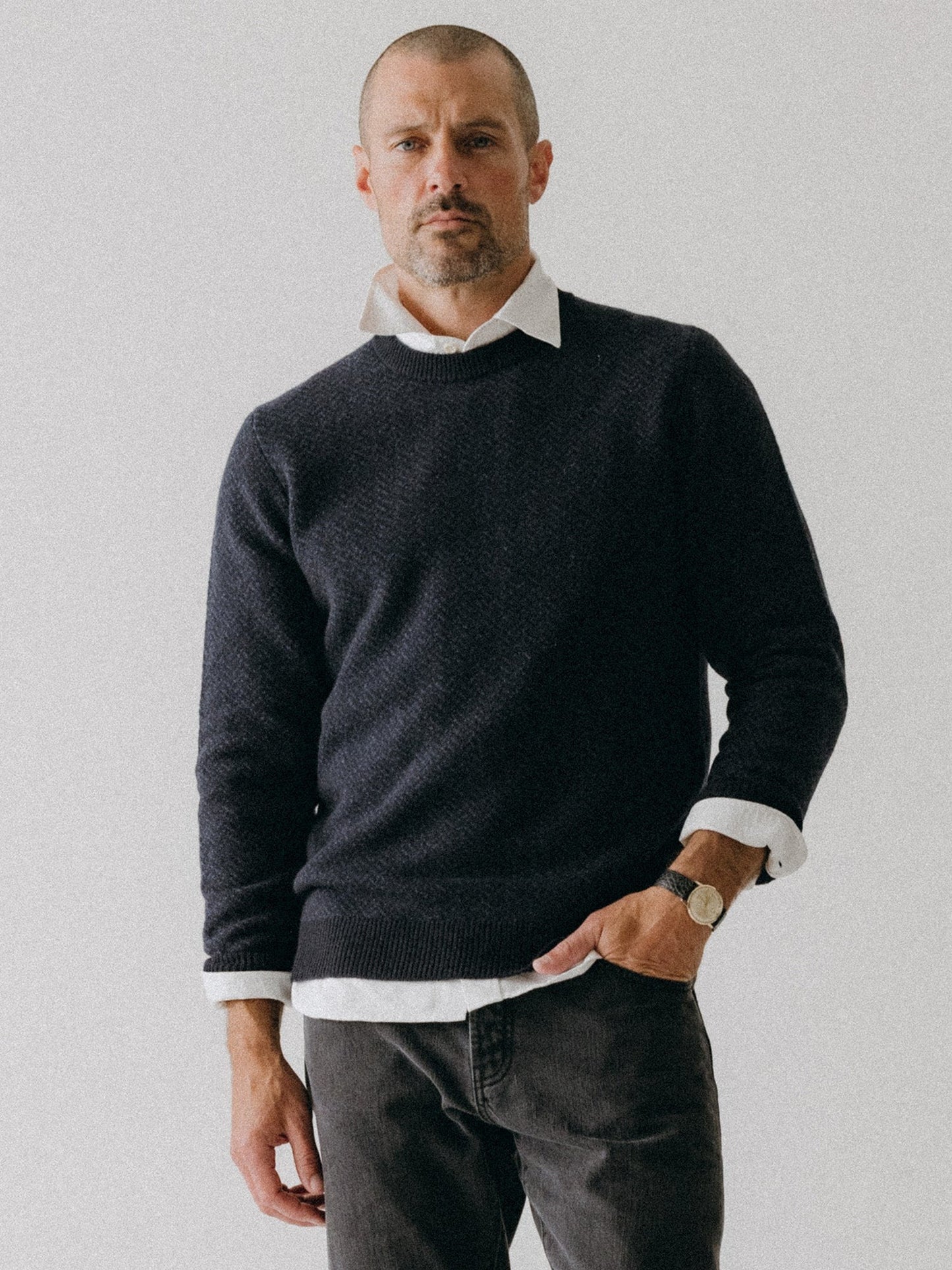 Heather Marine Herringbone - The Eddy Crew