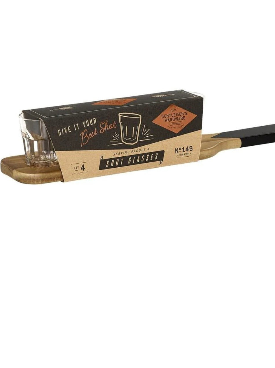 Serving Paddle & Shot Glasses